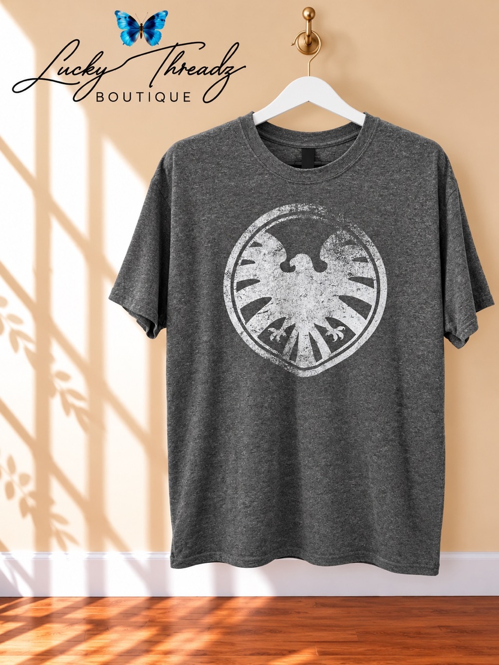 Marvel SHIELD Graphic T Shirt Mens Extra Large XL Distressed Logo Gray